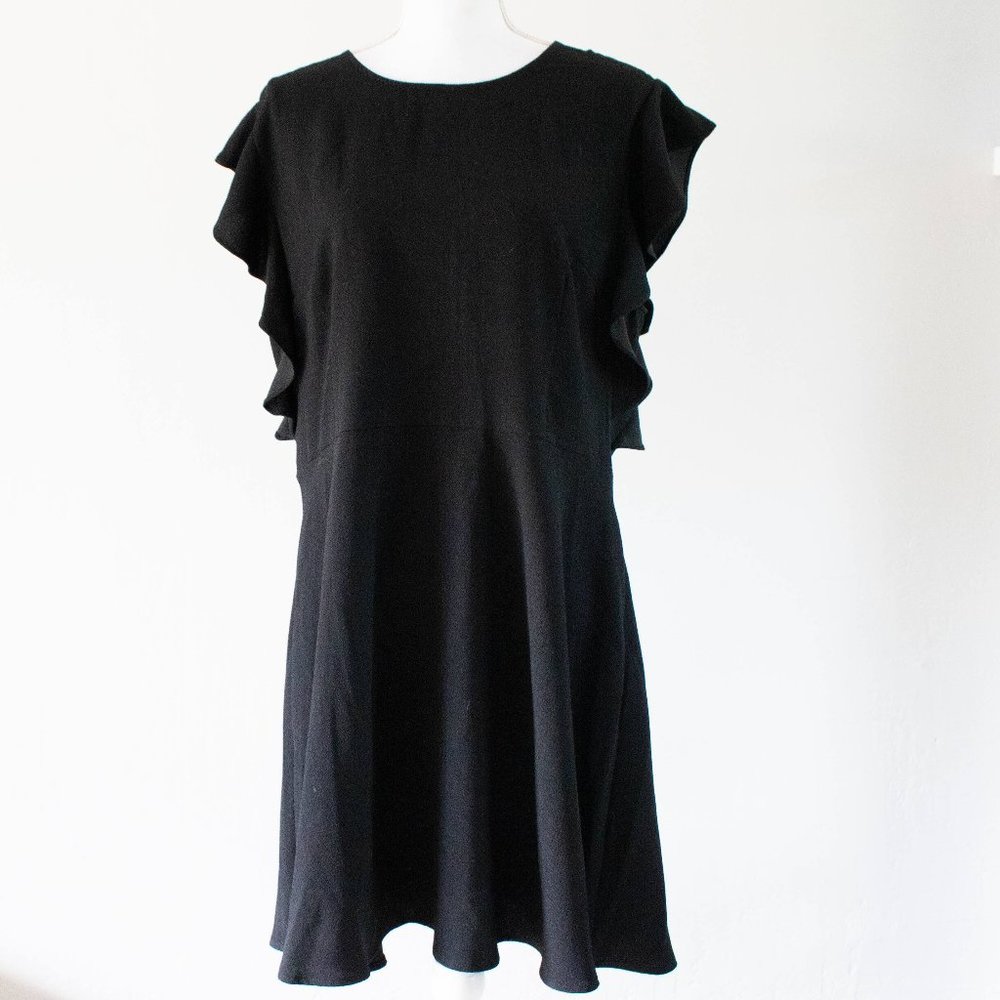 Who What Wear Black Flutter Sleeve Dress (XXL)